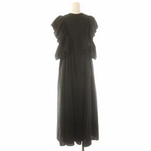Ameri VINTAGE 22SS 2WAY RAMIE DRESS ドレス ワンピース ロング フレンチスリーブ リネン混 S 黒 ブラック