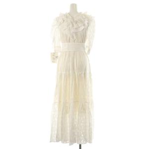 SNIDEL × 新木優子 × sweet フリルワンピース ロング 五分袖 ジャガード 0 白 ホワイト