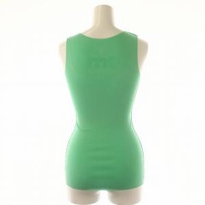 me ISSEY MIYAKE ロゴ ノースリーブカットソー タンクトップ ストレッチ エメラルドグリーン /ES OS