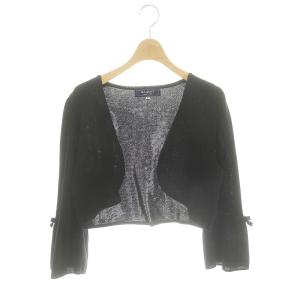 袖リボン ボレロ カーディガン 七分袖 40 黒 ブラック