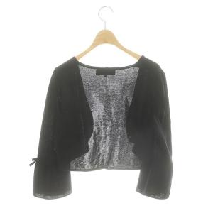 M'S GRACY 袖リボン ボレロ カーディガン 七分袖 40 黒 ブラック