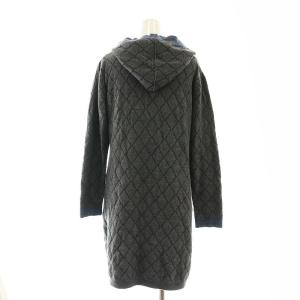 M'S GRACY 22年製 フード ロングカーディガン ニット 38 グレー 青