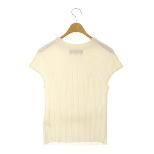 M'S GRACY リボン フレンチスリーブニット カットソー クルーネック リブ 38 オフホワイト