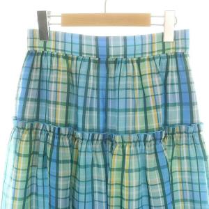 M'S GRACY チェックギャザースカート ロング フレア 38 マルチカラー