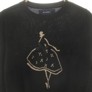 M'S GRACY ニット セーター リボン 刺繍 38 黒 ブラック