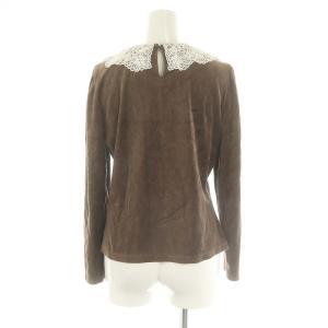M'S GRACY ベロアレースカラーカットソー 長袖 38 茶 ブラウン