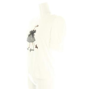 M'S GRACY 22年製 リボン フロントデザイン カットソー Tシャツ 半袖 38 白 ホワイト