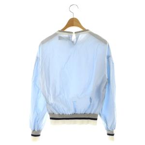 M'S GRACY ボリューム袖 シャツ ブラウス 長袖 プルオーバー ニット切替 38 青 ブルー