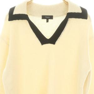 Theory 24SS Wave Boucle OW LS Pullover ニット カットソー 長袖 プルオーバー P アイボリー 黒