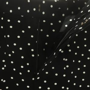 ANAYI サッカーストレッチスリットパンツ テーパードパンツ ドット 水玉 34 黒 白 ブラック ホワイト