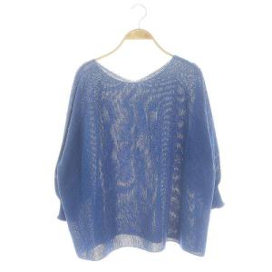 和紙かのこビッグシルエットプルオーバー サマーニット セーター 長袖 38 青 ブルー /ES OS SH