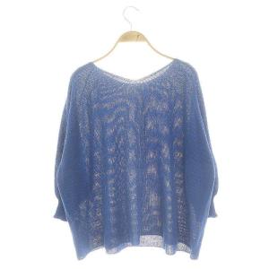 ANAYI 和紙かのこビッグシルエットプルオーバー サマーニット セーター 長袖 38 青 ブルー /ES OS SH