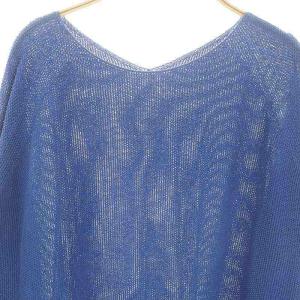 ANAYI 和紙かのこビッグシルエットプルオーバー サマーニット セーター 長袖 38 青 ブルー /ES OS SH