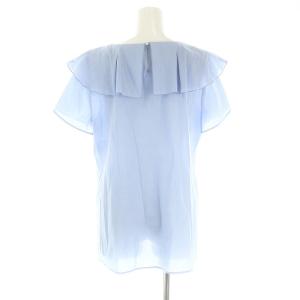 ANAYI シアーオーガンジーラッフル ブラウス プルオーバー 半袖 フリル 38 スモークブルー /ES OS SH