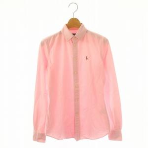 コットンオックスフォードシャツ ボタンダウン 長袖 ポニー刺繍 0 XS ピンク