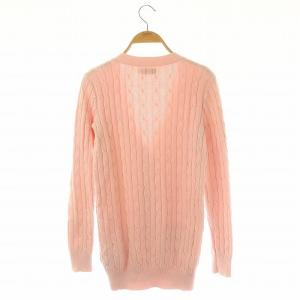 POLO RALPH LAUREN ケーブルニット カーディガン 長袖 Vネック ポニー刺繍 S ピンク