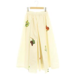 24SS ELEANOR VOLUME TUCK SKIRT スカート ロング マキシ丈 フレア 総柄 S アイボリー マルチカラー