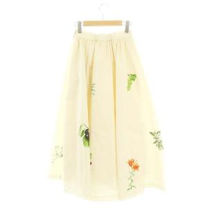 Ameri VINTAGE 24SS ELEANOR VOLUME TUCK SKIRT スカート ロング マキシ丈 フレア 総柄 S アイボリー マルチカラー