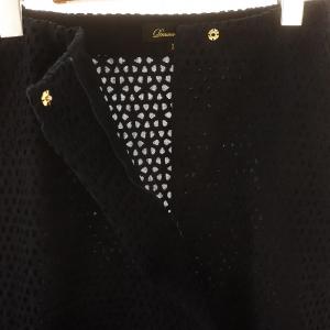 Drawer エンブロイダリー切り替えロングスカート ミモレ丈 フレア カットワーク 36 濃紺 ダークネイビー /MI