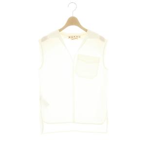 ノースリーブ スキッパーシャツ ブラウス プルオーバー コットン 38 オフホワイト /NR OS SH