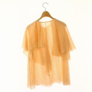 Drawer シルク ドット フリルブラウス 五分袖 36 ライトオレンジ