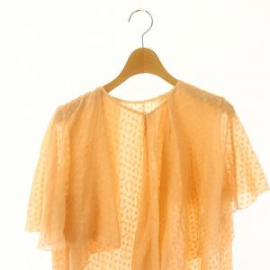 Drawer シルク ドット フリルブラウス 五分袖 36 ライトオレンジ