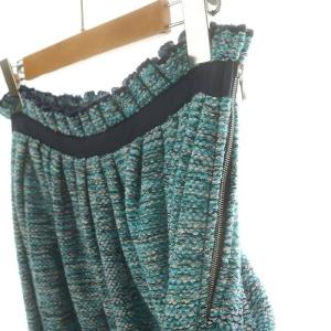 Drawer ラメ タックスカート ギャザースカート ニット ロング 1 ターコイズブルー マルチカラー /ES OS