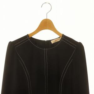 TORY BURCH タックプリーツワンピース ロング ミモレ丈 長袖 XS 黒 ブラック