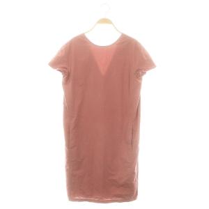 バックV 半袖ワンピース コットン シルク 膝丈 ミモレ丈 34 ピンクブラウン /ES OS SH