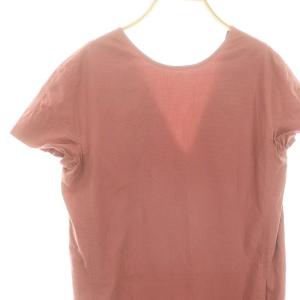 HERMES バックV 半袖ワンピース コットン シルク 膝丈 ミモレ丈 34 ピンクブラウン /ES OS SH