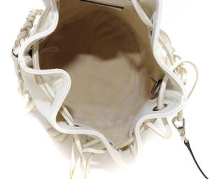 J&M DAVIDSON カーニバル ハンドバッグ ワンハンドル ショルダーバッグ 2way 斜め掛け フリンジ 巾着 レザー 白 ホワイト