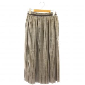 24SS ウィンドウペインプリーツスカート ウール 36 グレー