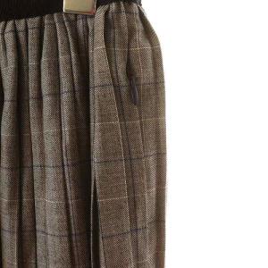 Drawer 24SS ウィンドウペインプリーツスカート ウール 36 グレー