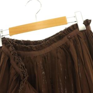 Drawer コットンギャザーラップスカート ロング フレア 36 茶 ブラウン