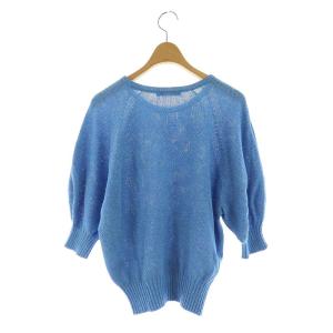 ANAYI 21SS ワシカノコドルマンスリーブ プルオーバーニット カットソー サマーニット 七分袖 38 青 ブルー
