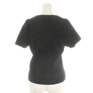 ANAYI 23SSアセテートナイロンフレアスリーブ プルオーバーニット セーター 半袖 38 M 黒 ブラック