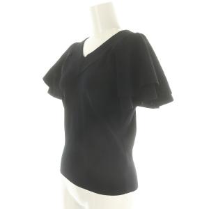 ANAYI 23SSアセテートナイロンフレアスリーブ プルオーバーニット セーター 半袖 38 M 黒 ブラック