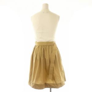 BLUE LABEL CRESTBRIDGE ニットドッキングノースリブワンピース ひざ丈 ベルト付き コットン混 36 SX 白 ホワイト ベージュ