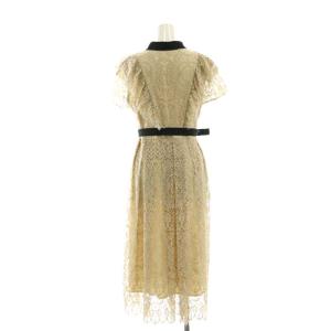 Diagram GRACE CONTINENTAL フリルレースワンピース 半袖 ロング バイカラー ステンカラー 36 S ベージュ 黒 ブラック