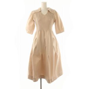 衿付きホールガーメントワンピース ロング 五分袖 38 ピンク /DF OS SH
