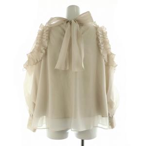 SNIDEL 23SS Sustainable プリーツオーガンジースルーブラウス 長袖 プルオーバー パフスリーブ ONE ライトベージュ