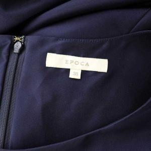 EPOCA シャインタフタ ドレス ワンピース ロング ノースリーブ タック ドレープ シルク混 38 紺 ネイビー