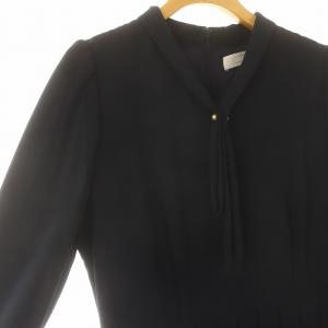 CELFORD ボータイプリーツワンピース ロング 長袖 36 紺 ネイビー