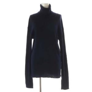 jersey タートルネック カットソー 長袖 プルオーバー ウール 紺 ネイビー
