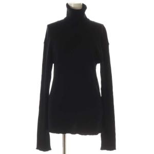 rib タートル カットソー 長袖 プルオーバー ウール 黒 ブラック