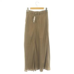 Deuxieme Classe サテン スカート フレア ロング シルク 38 茶 ブラウン /HK OS