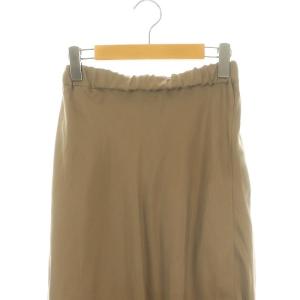 Deuxieme Classe サテン スカート フレア ロング シルク 38 茶 ブラウン /HK OS