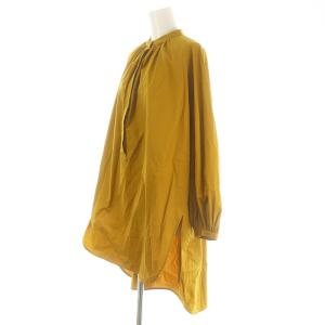 ENFOLD SOMELOS Aラインチュニックシャツ バンドカラー 長袖 36 マスタード