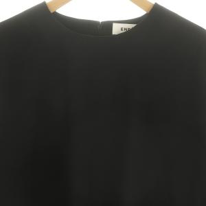 ENFOLD ミスティダブルクロスコクーンTOP トップス カットソー 七分袖 38 黒 ブラック