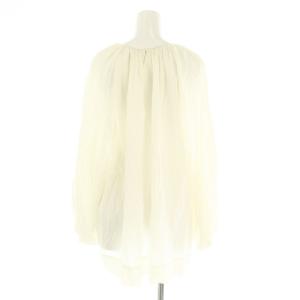 ebure レーヨン シルク ブラウス プルオーバー 長袖 ギャザー 38 アイボリー